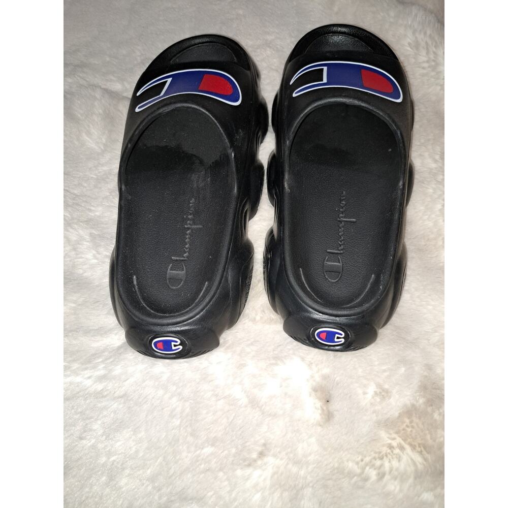 Champion Men's Comfort Slide Sandals with Logo Black Blue Red White Size 6 - Picture 3 of 6